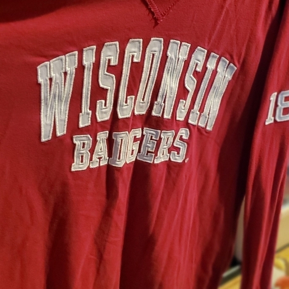 Collosseum Collegiate WI Badgers LSlve Red & White 1848 Sz 2XL Light Sweatshirt - Picture 3 of 11